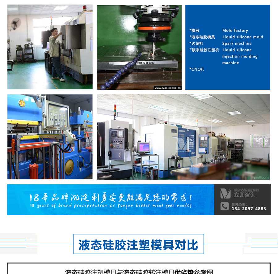 利勇安設(shè)備優(yōu)勢：模房，液態(tài)硅膠模具，火花機，液態(tài)硅膠注塑機